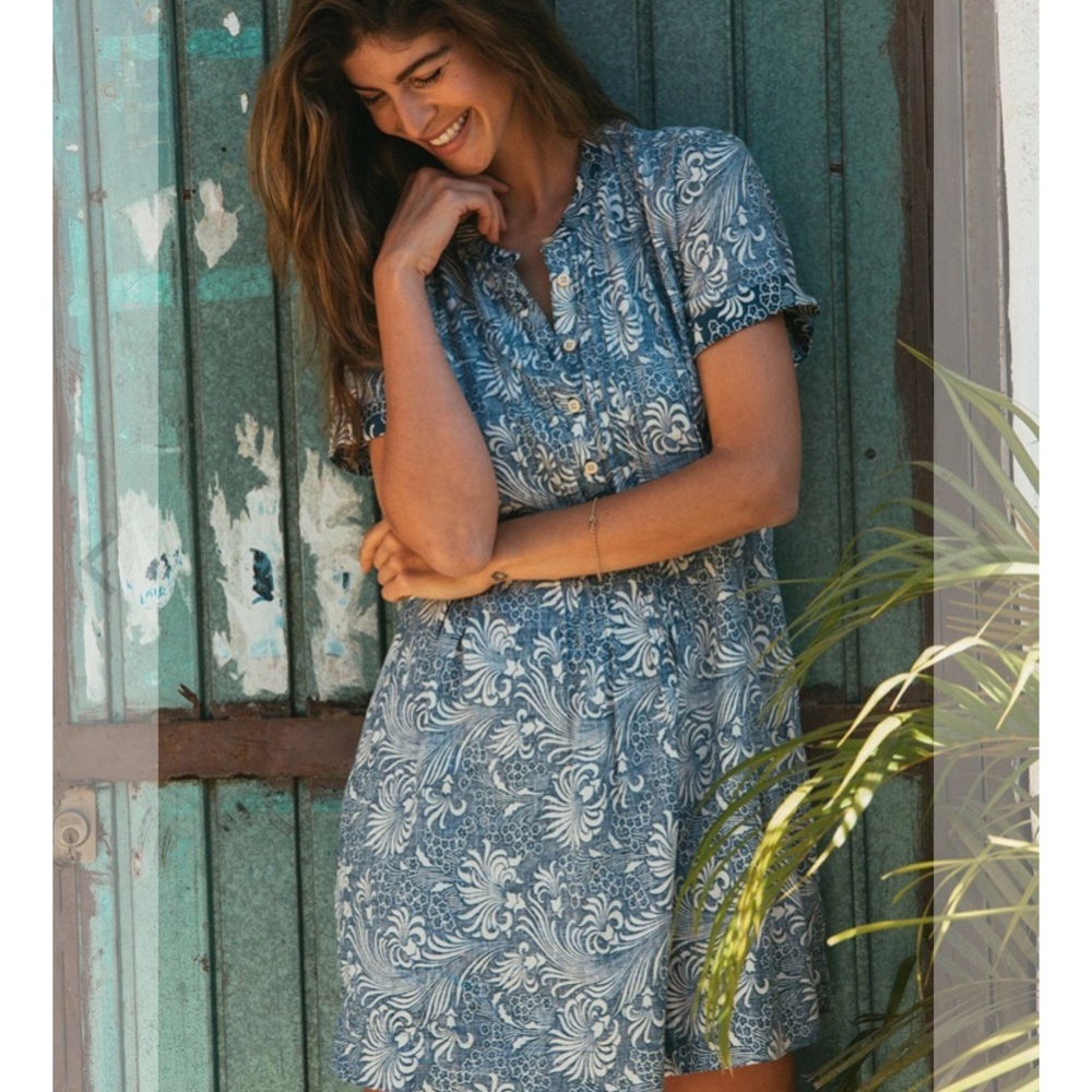 Faherty Gemina linen blend dress in Kyoto blossom